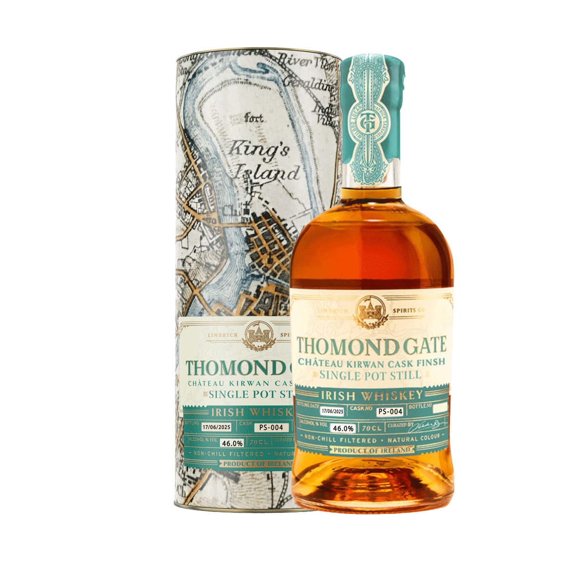 A bottle of Chateau Kirwan Cask Finish - Single Pot Still - 46.0% - PS-004